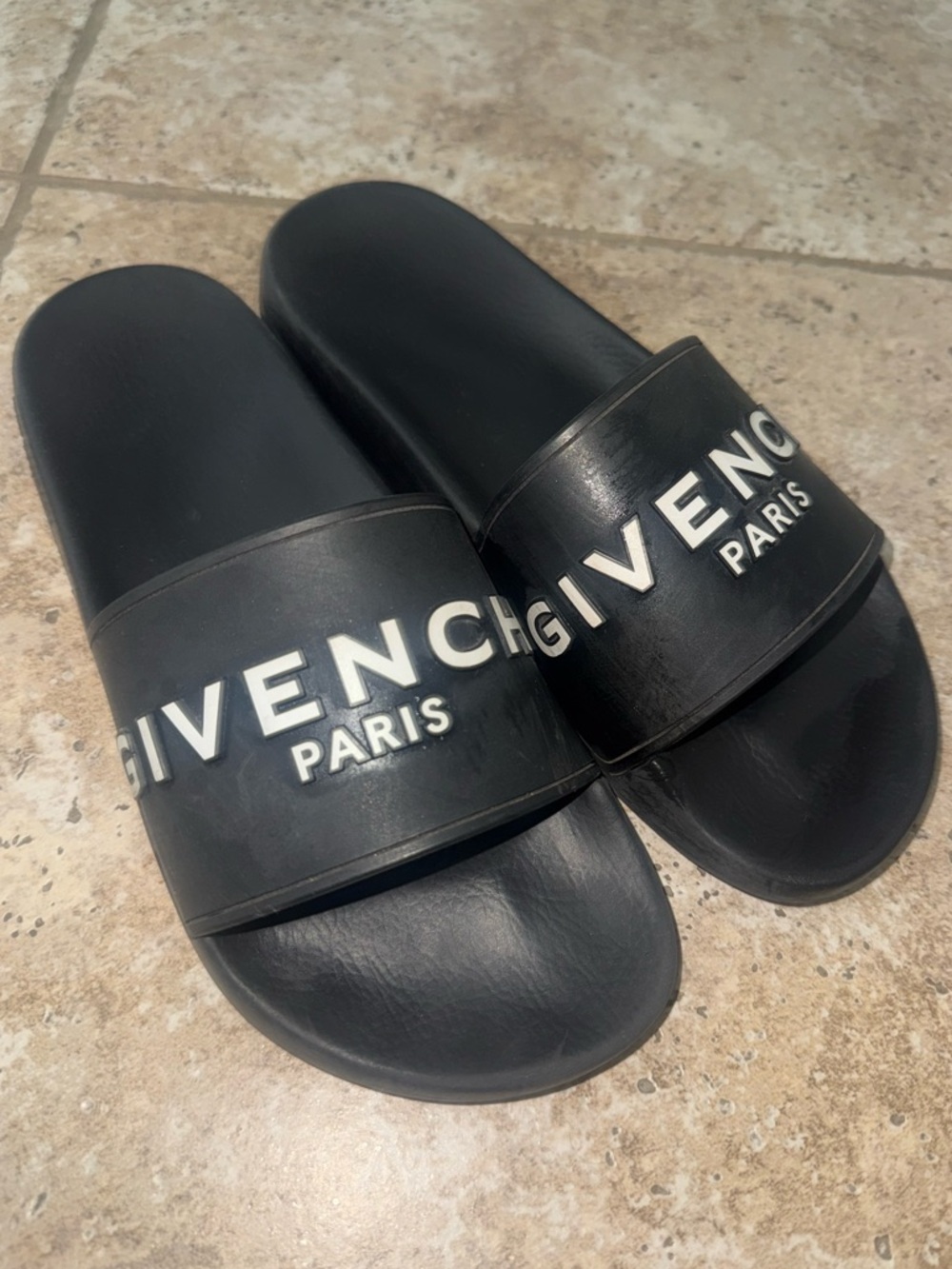 Givenchy Black Slides with White Logo - Picture 5 of 10